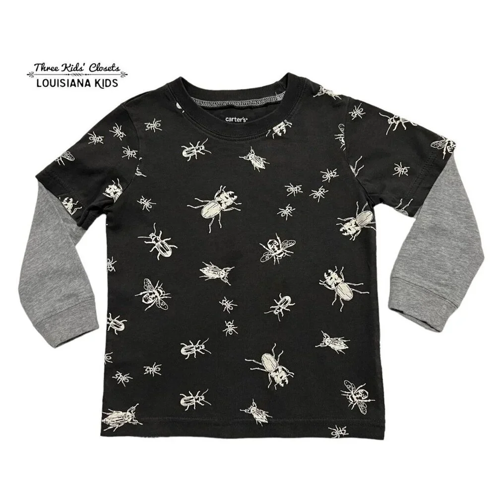 Carter's 2T Bug Print Layered Sleeve Shirt